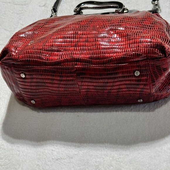 Roberta Di Camerino Italy Shoulder Handbag Shiny Red w/ Metal Handles RARE - Picture 15 of 16
